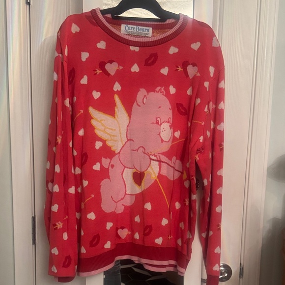 Care Bears Sweaters - Care Bears Pink Sweater with Winged Bear and Heart Design Valentine